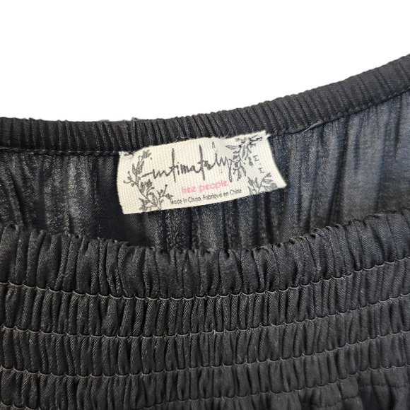 Free People Intimately Another Round Peasant Bodysuit Black Silky Size Medium - Picture 9 of 13